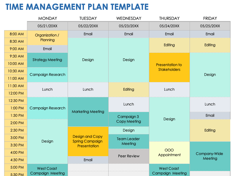 Calendar Management Spreadsheets