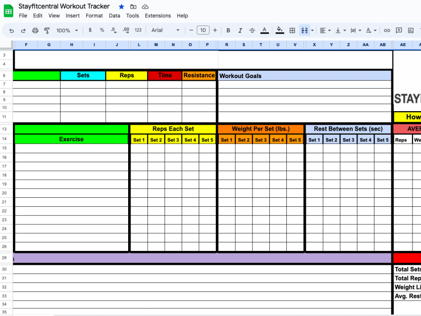 Fitness Tracking Sheets
